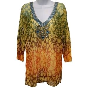 Crystal Embellished Swim Cover Up NWT